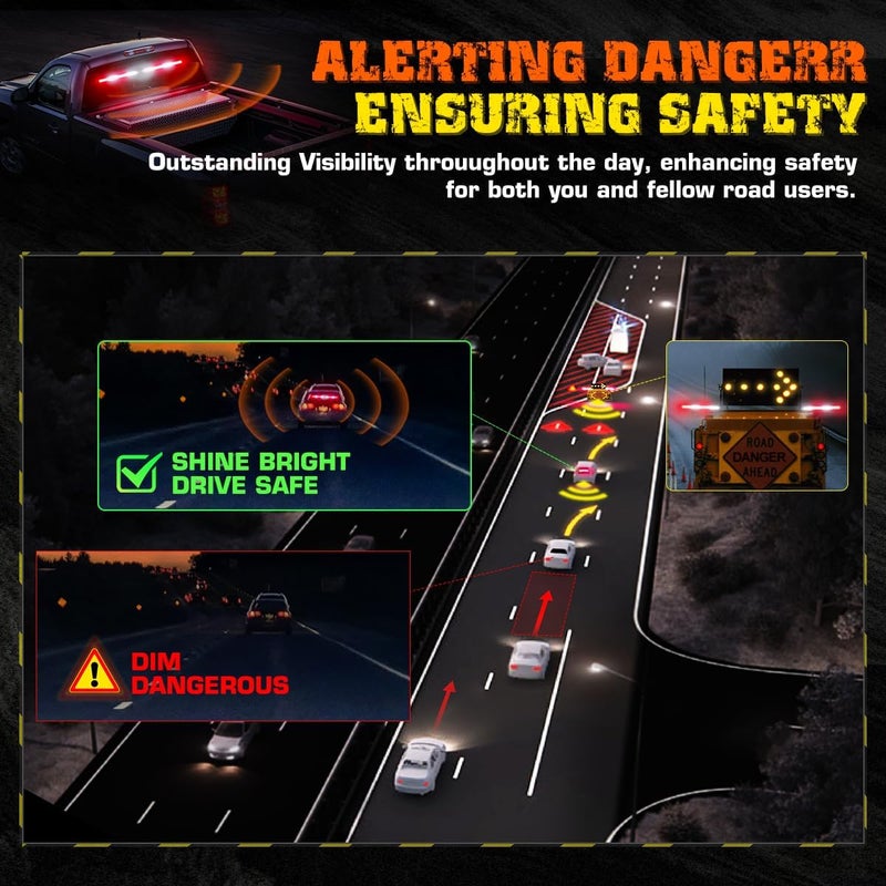 LRTER 2 in 1 Emergency Strobe Traffic Advisor Light Bar w/Remote Control Warning Hazard Safety Interior Windshield Lights for Trucks Police Law Enforcement POV Vehicles(2x17.7, Red/White) - Image 2